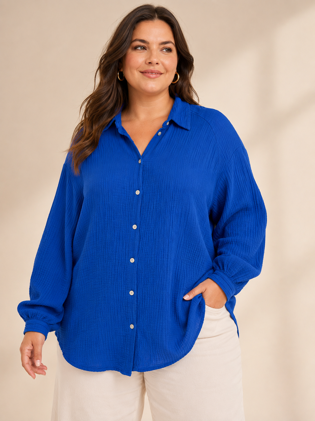 CURVY MUSSELIN BLUSE | PEONY