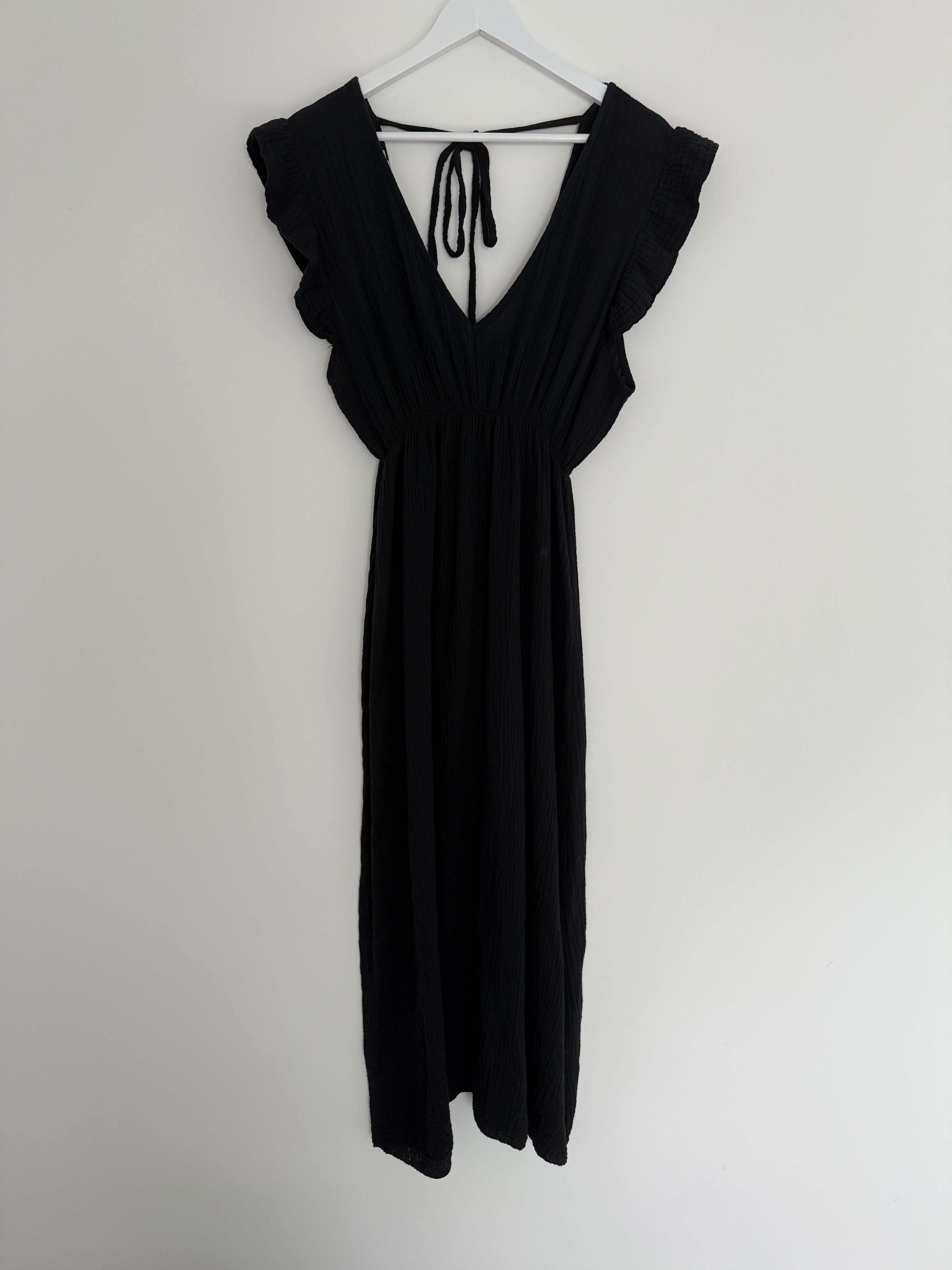 MUSSELIN KLEID | NOIR