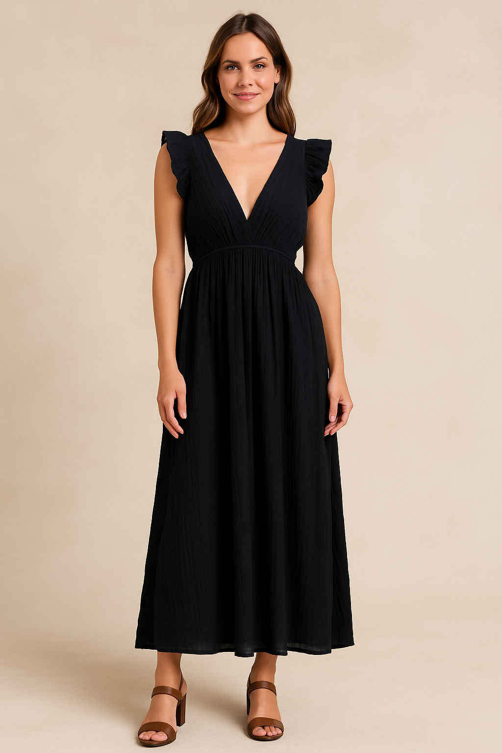 MUSSELIN KLEID | NOIR